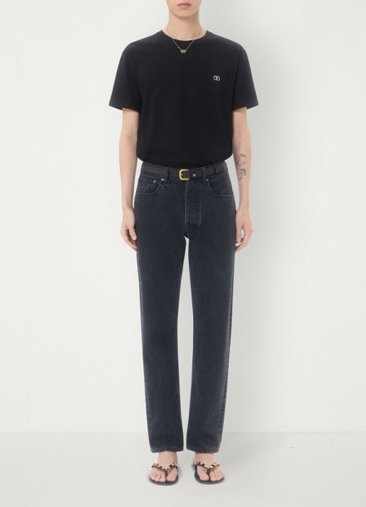 Valentino Garavani T-shirt met logoborduring - voorkant 2 zwart