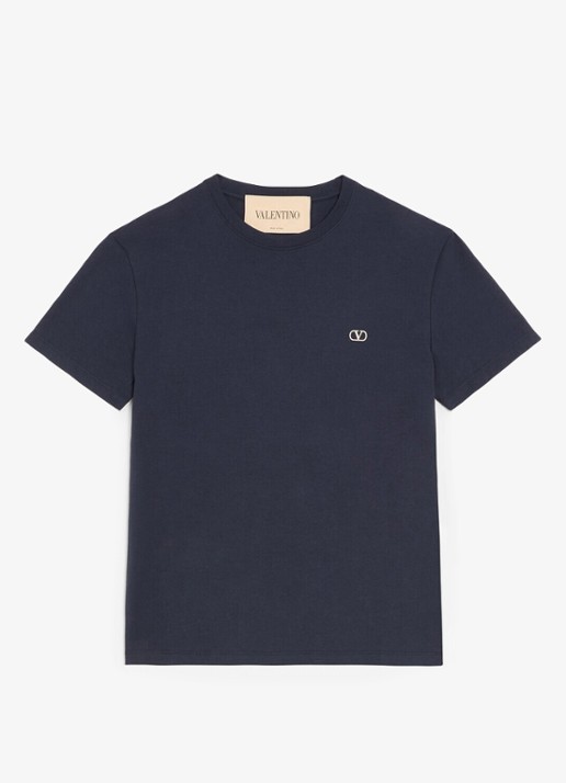 Valentino Garavani T-shirt met logoborduring - voorkant donkerblauw