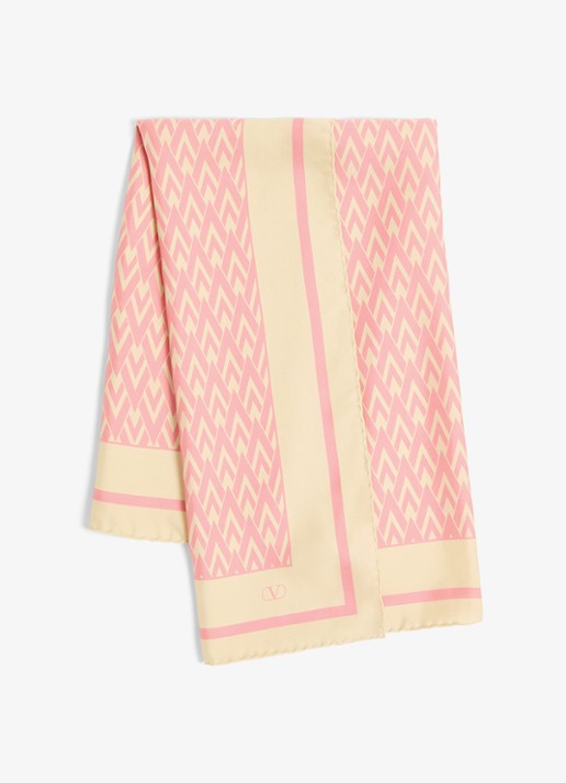 Valentino Garavani Toute la V sjaal van zijde 90 x 90 cm - voorkant 3 roze