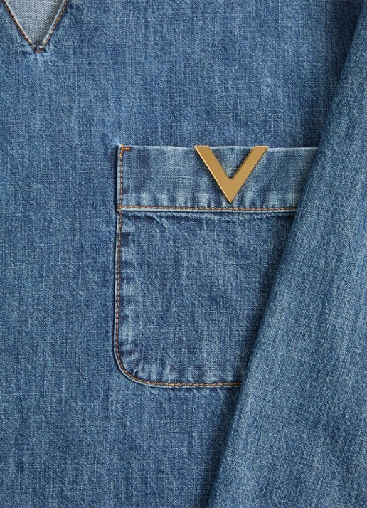 Valentino Garavani Tuniek van chambray met borstzak - detail 3 indigo