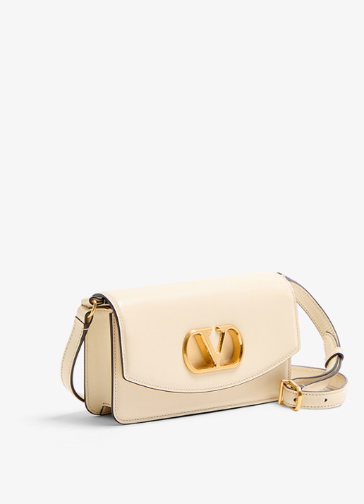 Valentino Garavani Vain Small clutch van kalfsleer met afneembare schouderriem - detail 4 creme