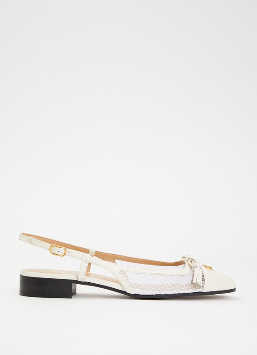 Valentino Garavani Valet Du Roi slingback van geitenleer met mesh details