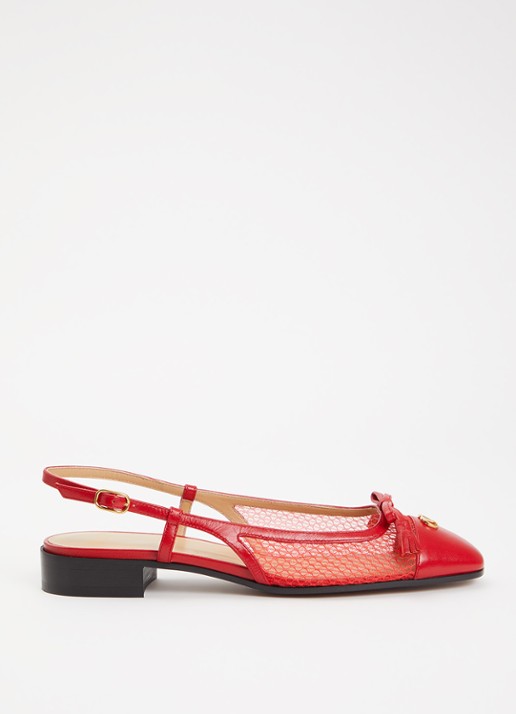 Valentino Garavani Valet Du Roi slingback van geitenleer met mesh details