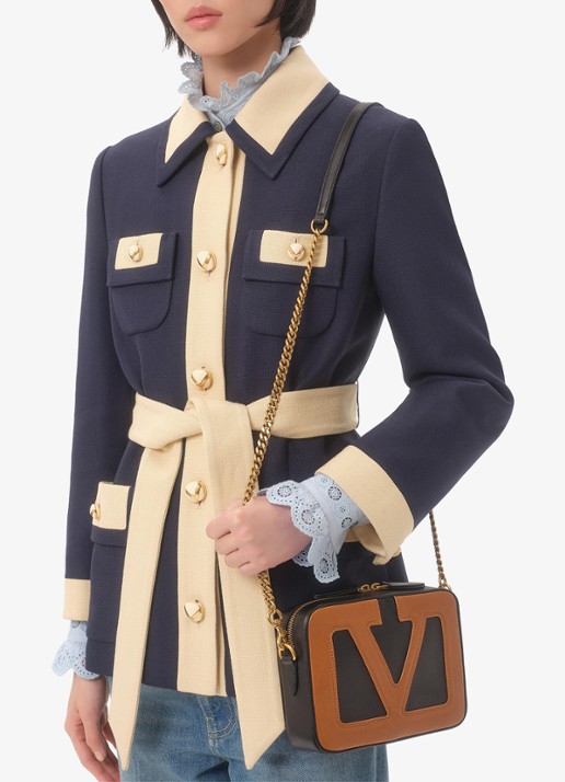 Valentino Garavani Vest met strikceintuur en opgestikte zakken - detail 6 donkerblauw