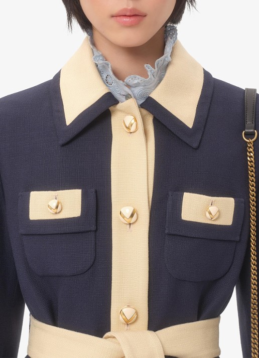 Valentino Garavani Vest met strikceintuur en opgestikte zakken - detail 7 donkerblauw
