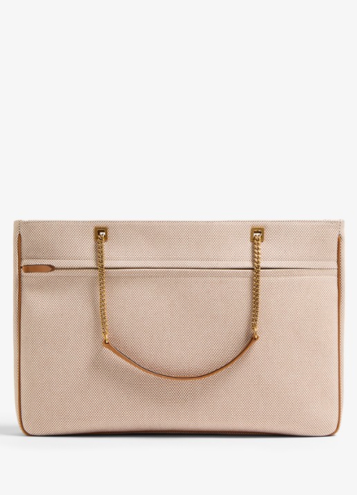 Valentino Garavani Viva Superstar Large schoudertas van canvas met lamsleren details - achterkant 8 camel