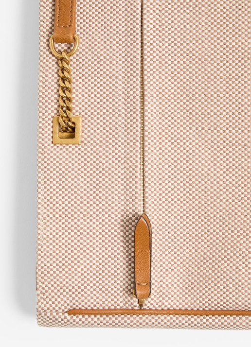 Valentino Garavani Viva Superstar Large schoudertas van canvas met lamsleren details - detail 6 camel