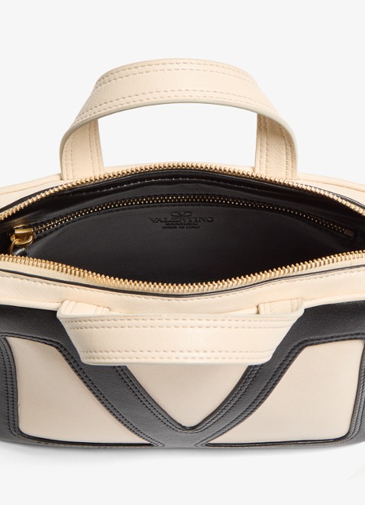 Valentino Garavani Viva Superstar Small handtas van lamsleer - detail 5 creme