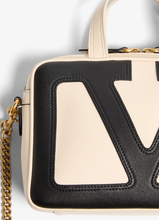 Valentino Garavani Viva Superstar Small handtas van lamsleer - detail 6 creme