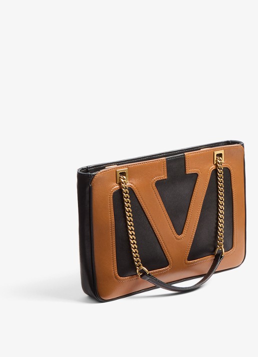 Valentino Garavani Viva Superstar Small schoudertas van lamsleer - detail 4 bruin