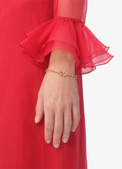 Valentino Garavani Vlogo Signature armband met logo - voorkant 4 goud