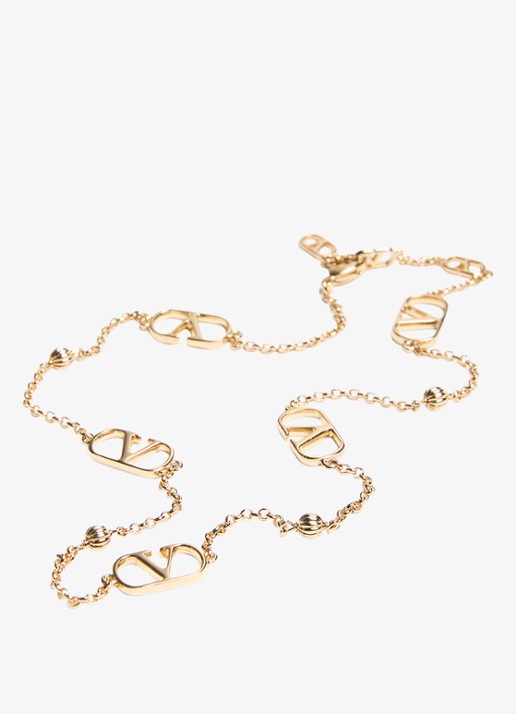 Valentino Garavani Vlogo Signature ketting met logo - detail goud