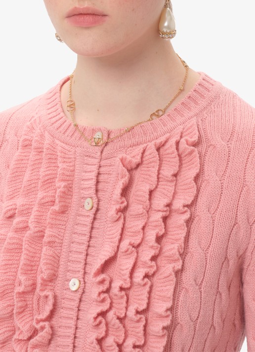 Valentino Garavani Vlogo Signature ketting met logo - voorkant 5 goud