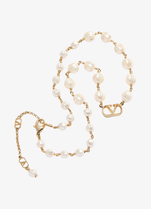 Valentino Garavani VLogo Signature ketting met logo - detail 3 goud