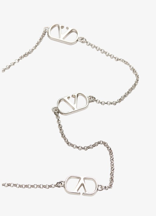 Valentino Garavani Vlogo Signature ketting met parel - detail 2 zilver