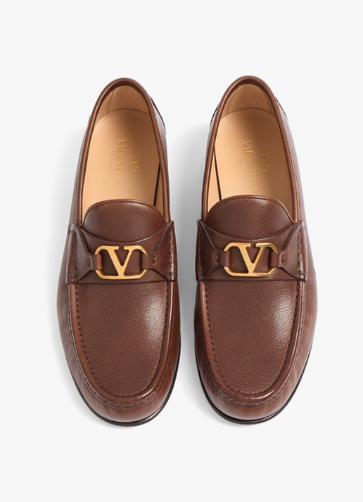 Valentino Garavani VLogo Signature loafer van leer - detail 5 bruin