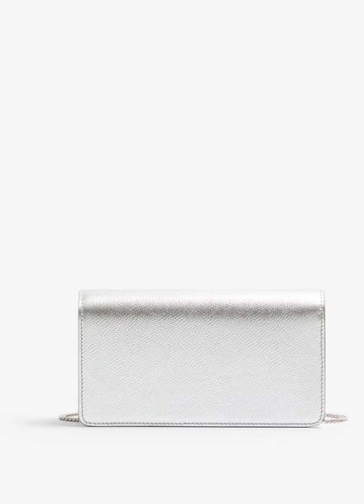 Valentino Garavani VLogo Signature Mini crossbodytas van kalfsleer met metallic finish - achterkant 6 zilver