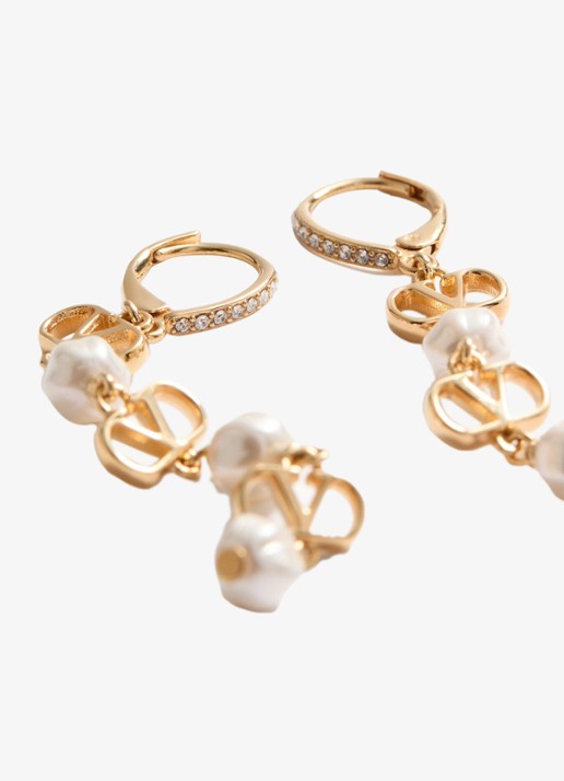 Valentino Garavani VLogo Signature oorhangers met logo - detail 4 goud