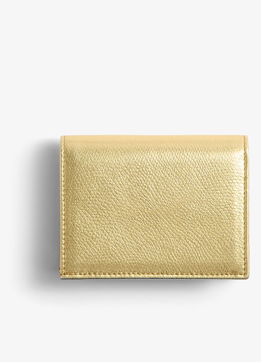 Valentino Garavani VLogo Signature portemonnee van kalfsleer met metallic finish - achterkant goud