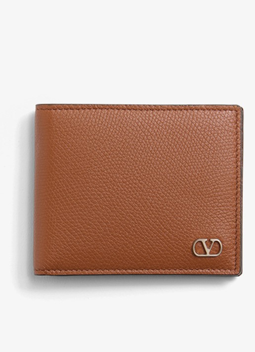 Valentino Garavani VLogo Signature portemonnee van kalfsleer - voorkant 2 bruin
