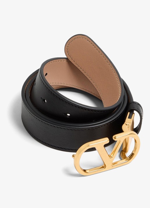 Valentino Garavani VLogo Signature reversible riem van kalfsleer - detail 4 zwart