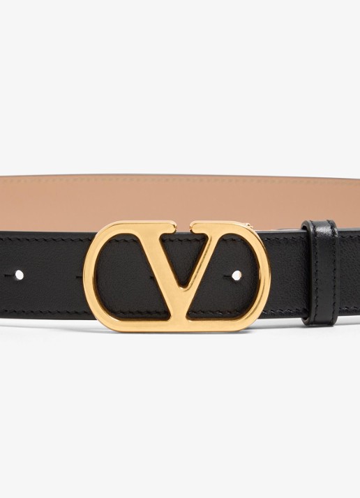 Valentino Garavani VLogo Signature reversible riem van kalfsleer - detail 5 zwart