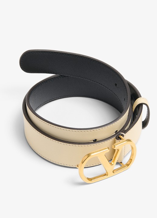 Valentino Garavani VLogo Signature riem van kalfsleer - detail 3 creme