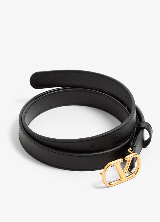 Valentino Garavani VLogo Signature riem van kalfsleer - detail 3 zwart