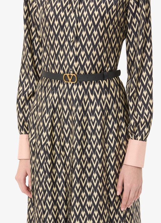 Valentino Garavani VLogo Signature riem van kalfsleer - voorkant 2 zwart