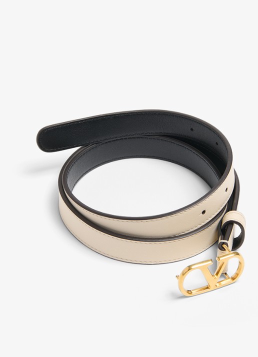 Valentino Garavani VLogo Signature riem van kalfsleer - detail 3 creme