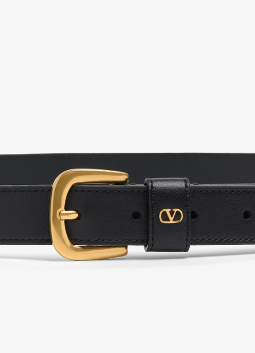 Valentino Garavani VLogo Signature riem van kalfsleer - detail 2 zwart