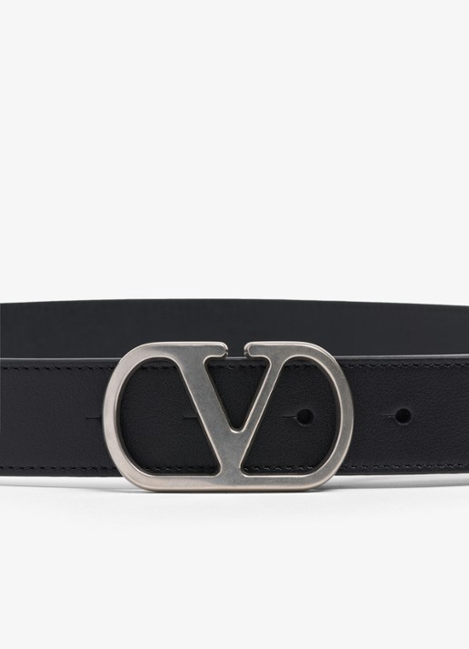 Valentino Garavani VLogo Signature riem van kalfsleer - voorkant 3 zwart