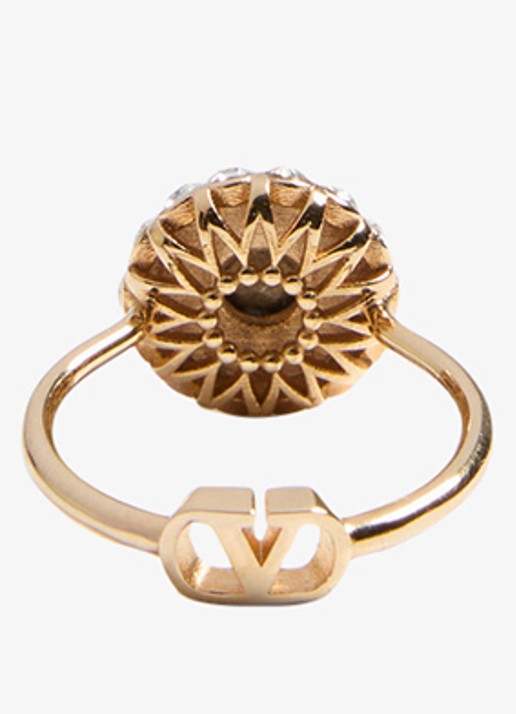 Valentino Garavani VLogo Signature ring met kristal - detail 5 goud