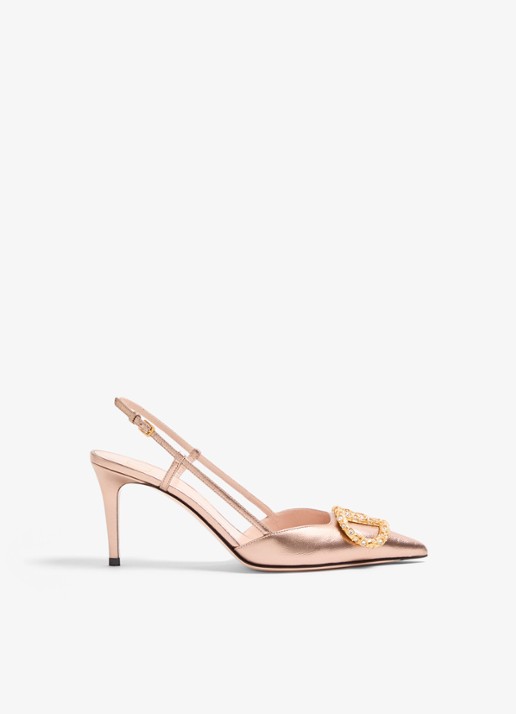 Valentino Garavani VLogo Signature slingback van schapenleer met metallic finish