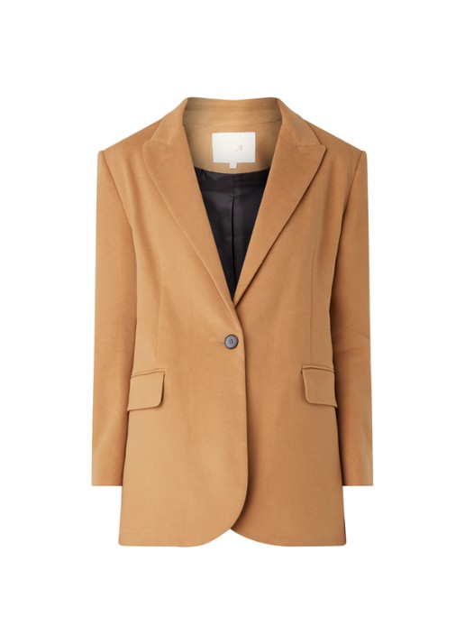 Valmon single breasted blazer van velours - voorkant 3 camel