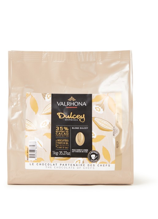 Valrhona Dulcey 35% Blond chocolade 1 kg - voorkant undefined