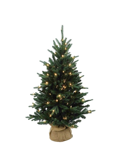 Van Der Gucht Everton Spruce kunstkerstboom met LED verlichting 61 cm - voorkant 2 groen