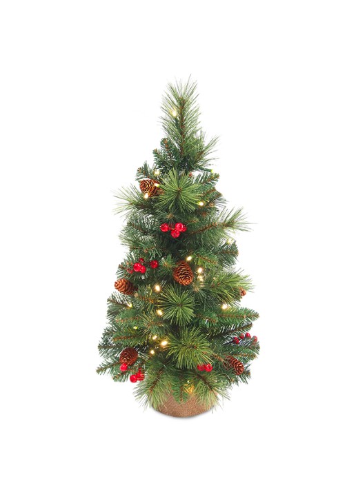 Van Der Gucht Everyday Miniature Pine Cone & Berry kunstkerstboom met LED verlichting 61 cm