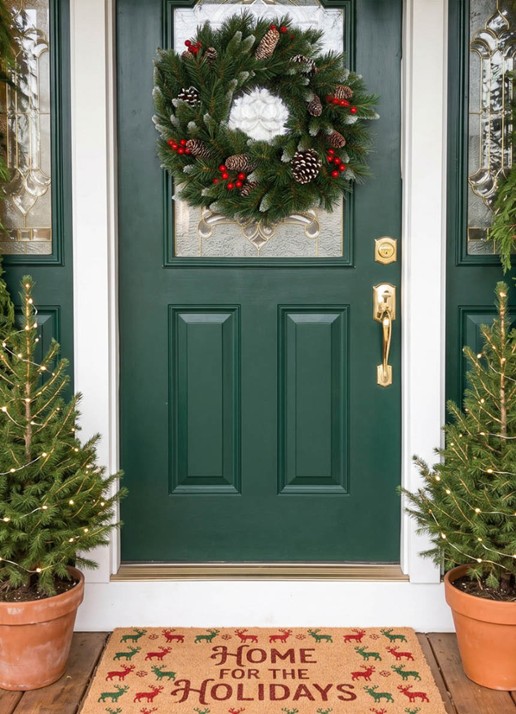 Van Der Gucht Frosted Berry kerstkrans 50 cm - achterkant 3 groen