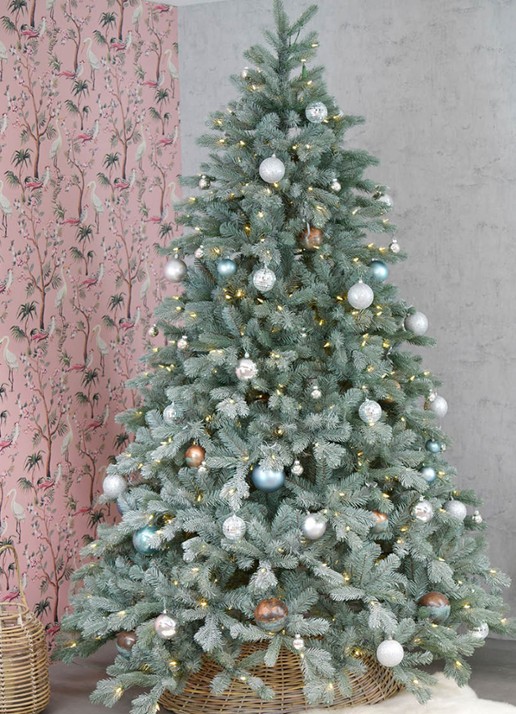 Van Der Gucht Frosted Colorado kunstkerstboom met LED verlichting 213 cm - achterkant groen