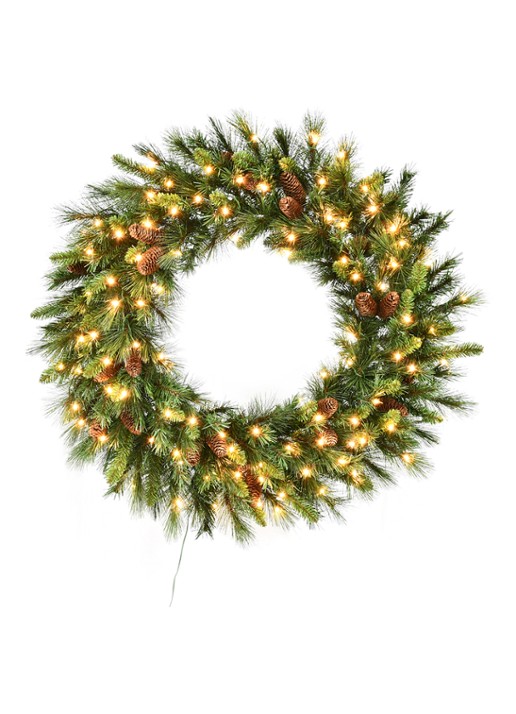 Van Der Gucht Kaia kerstkrans met LED verlichting Ø122 cm - voorkant groen