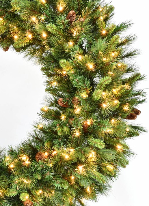 Van Der Gucht Kaia kerstkrans met LED verlichting 91 cm - voorkant 2 groen