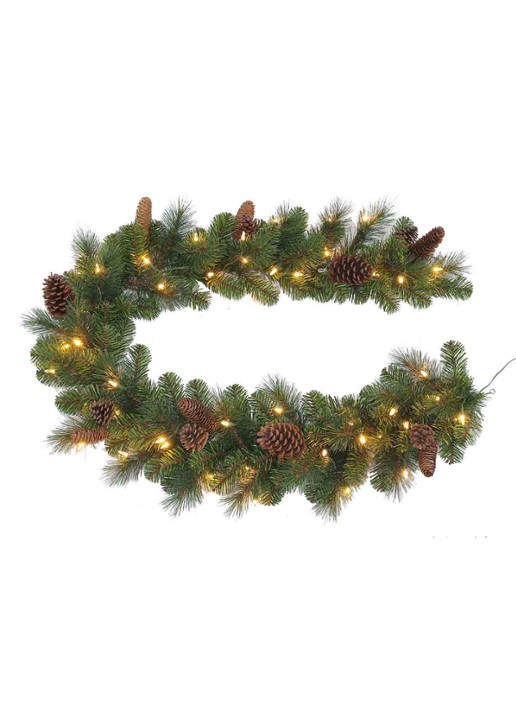 Van Der Gucht Pine Ridge kerstguirlande met LED verlichting 274 cm