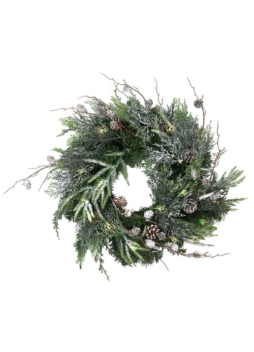 Van Der Gucht Rago kunstkerstkrans met verlichting 61 cm