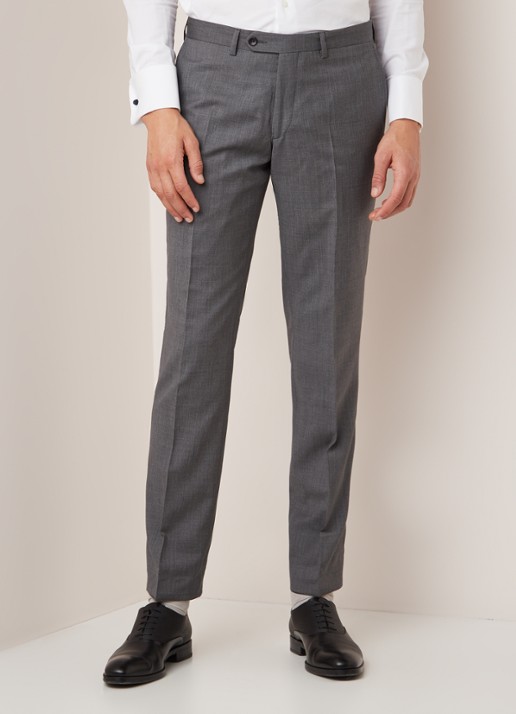 Van Gils Buck slim fit pantalon van scheerwol - detail 5 grijs