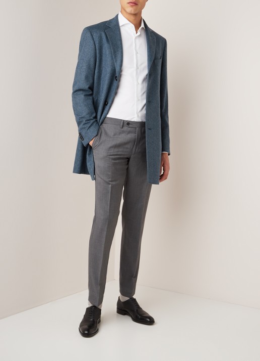Van Gils Buck slim fit pantalon van scheerwol - voorkant 3 grijs
