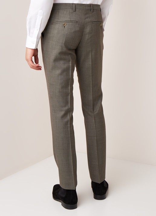 Van Gils Buck Split slim fit pantalon micro dessin - achterkant 5 groen