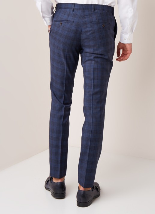 Van Gils Bull slim fit pantalon van wol - achterkant donkerblauw