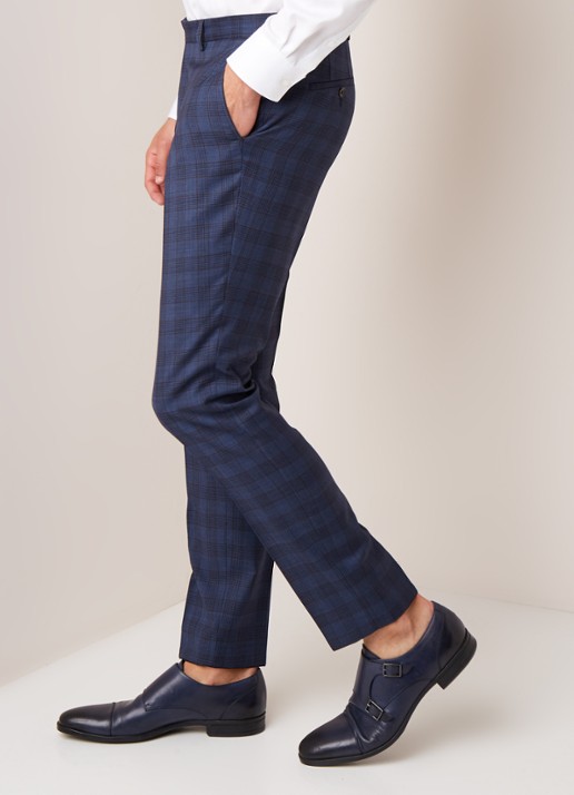 Van Gils Bull slim fit pantalon van wol - detail 3 donkerblauw