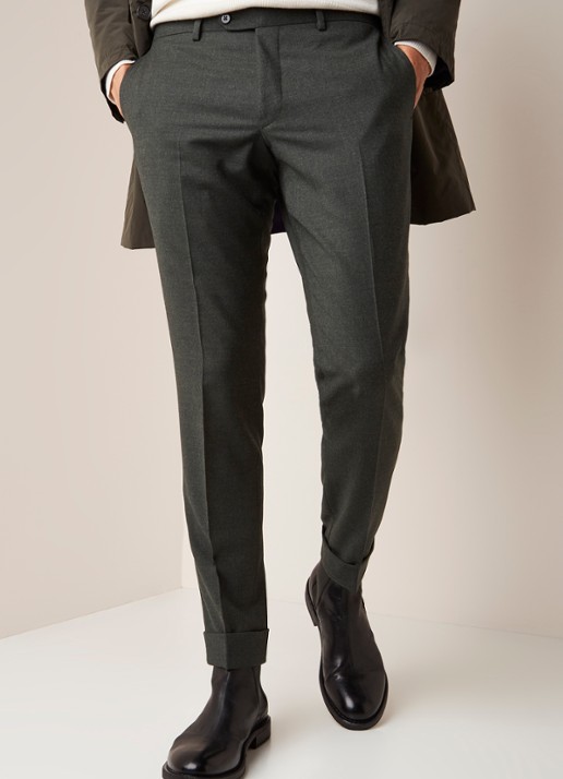 Van Gils Bull Split slim fit pantalon in wolblend - detail 2 groen